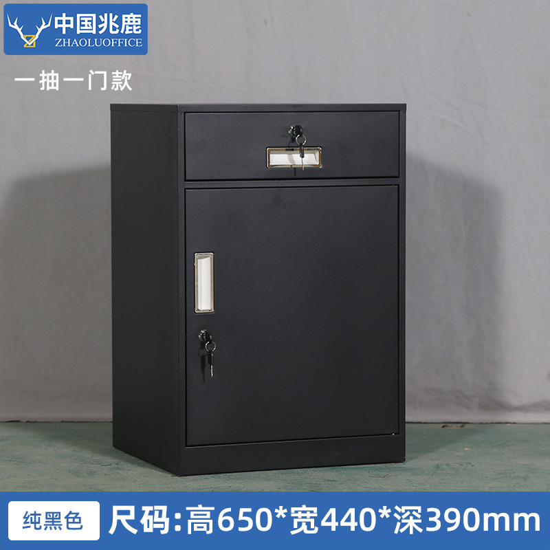 Pure black, one drawer, one door