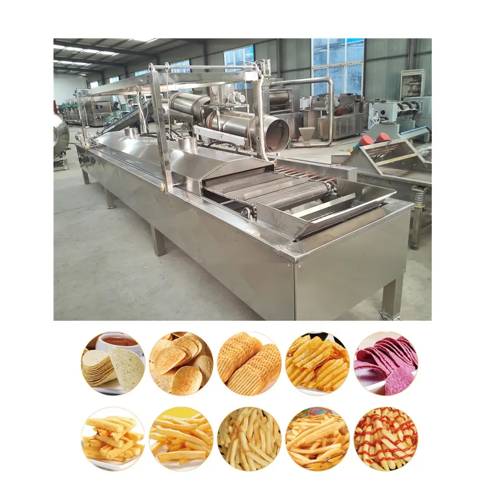 Usine de fabrication de frites, ligne de traitement de frites, machine multifonctionnelle automatique en bois, vente en gros