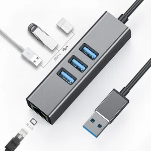 USB 1000Mbps 3 port USB 3.0 tip C HUB USB Rj45 Gigabit Ethernet MacBook adaptörü Laptop ağ adaptörü - Product Image 1