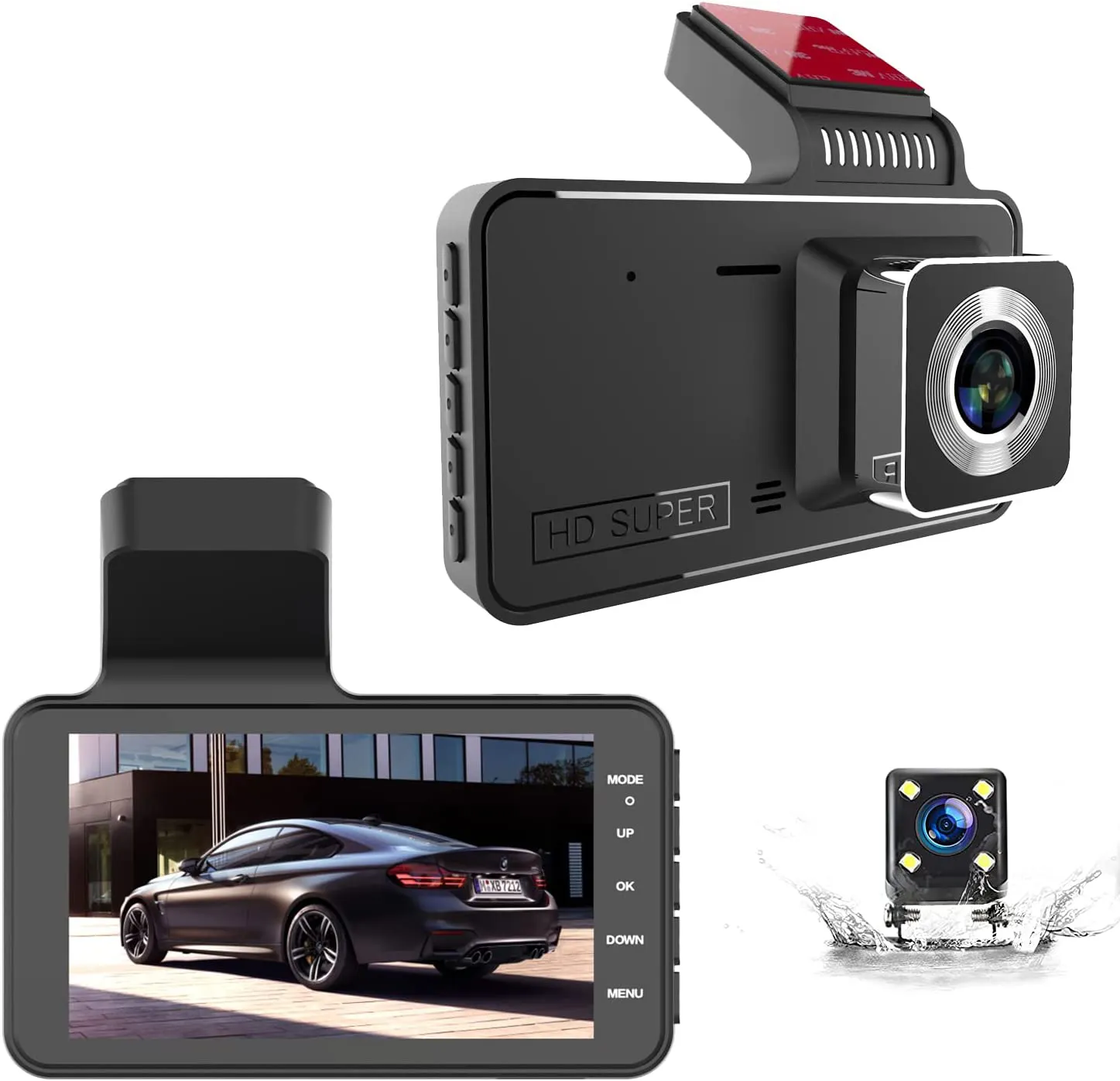 Dash Cam Front and Rear FHD 1080P Dual Dash Camera for Cars 4 inch LCD Screen Dashboard Camera Wide Angle Night Vision DVR