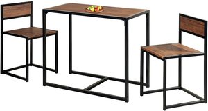 <strong>3</strong>-Piece <strong>Table</strong> and Chair <strong>Set</strong> - Small Space Compact Dining Bar <strong>Table</strong> <strong>Set</strong> for Kitchen Living Room Dinette Coffee Dining Industrial - Product Image 3