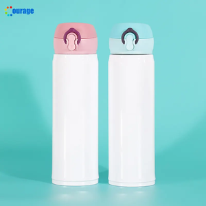 Cesaret DIY 500ml kilit tipi kapak çocuklar paslanmaz çelik süblimasyon boş termos düz vakum bardak su şişesi yalıtımlı beyaz - Product Image 3