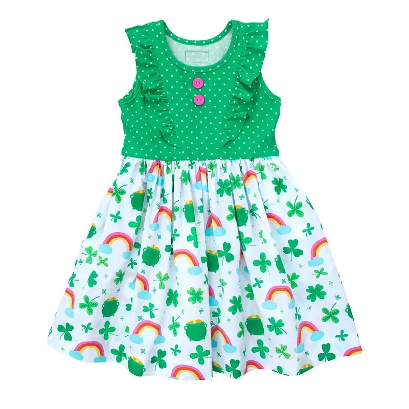 かわいいファッションプリント子供フロックデザイン格安卸売ブティック女の子服ワンピースパーティードレス