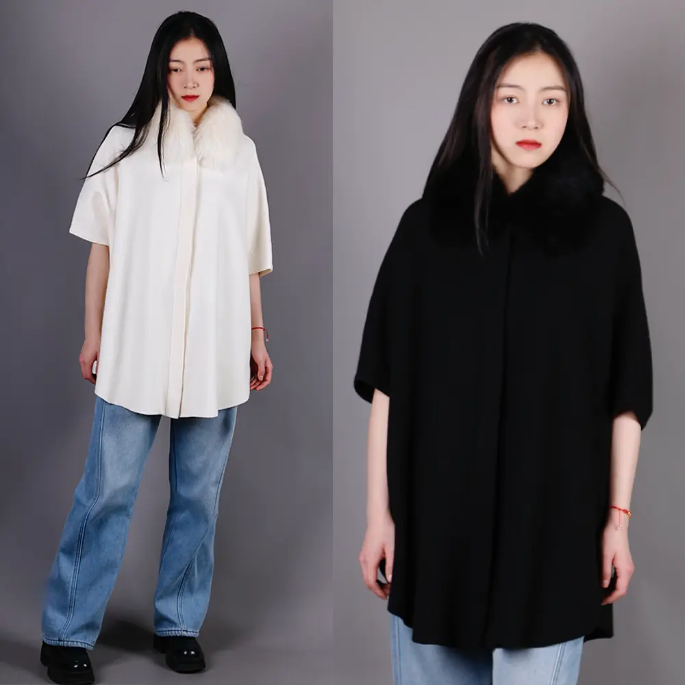 Blusa longa de malha de lã feminina com gola de pele, blusa de tamanho único com manga de morcego, venda imperdível