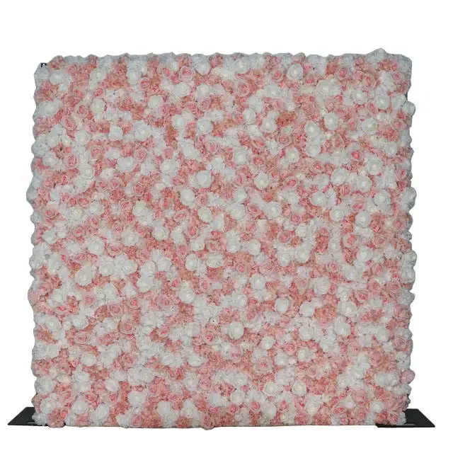 All'ingrosso matrimonio rosa artificiale di seta artificiale del pannello di parete sfondo ortensia rosa fiori artificiali per la decorazione della parete