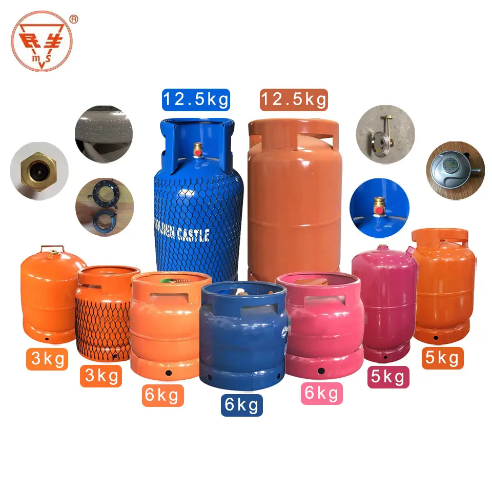 Portable refill 6kg 14.4l / 13L lpg gas cylinders factory sale to ghana market