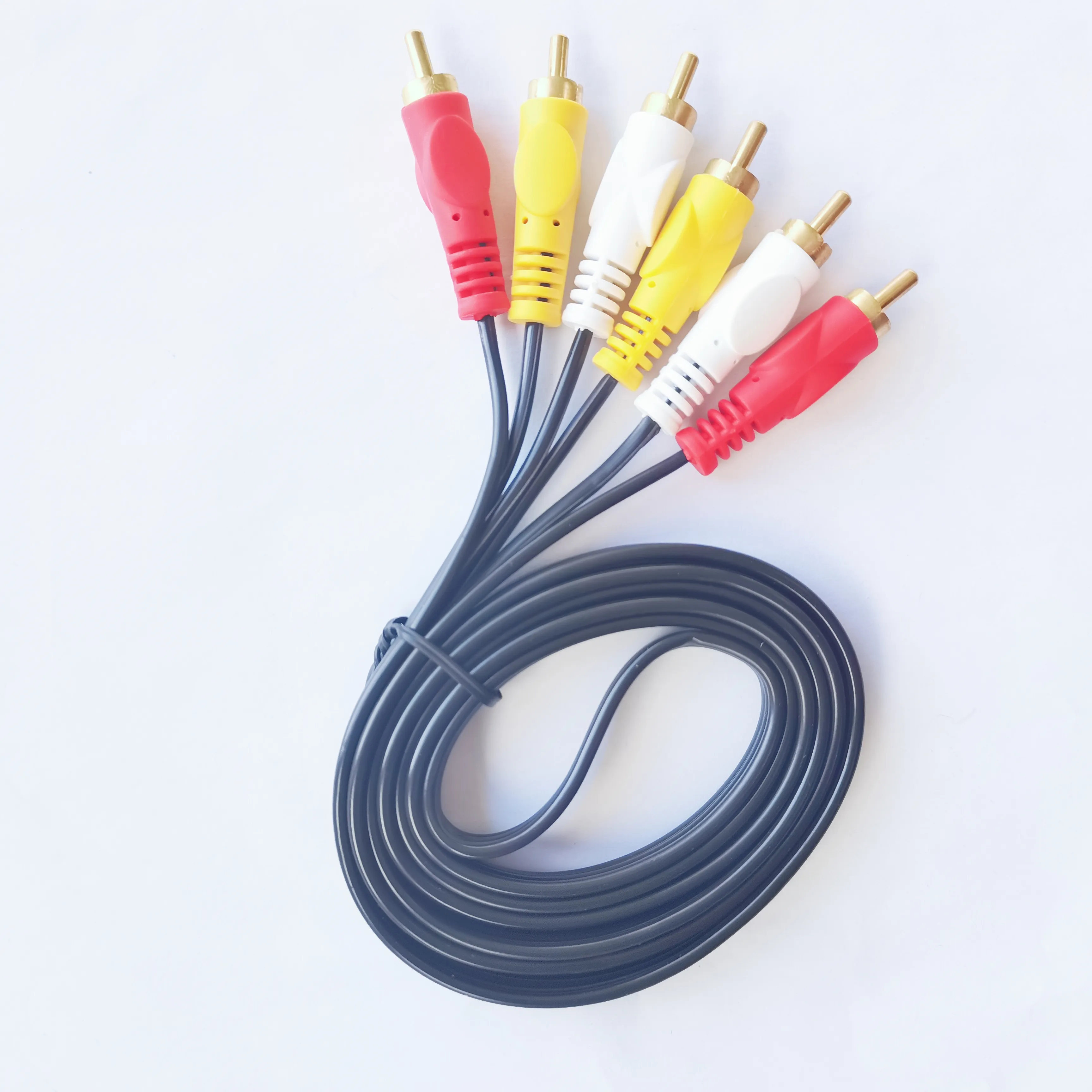 3 Rca זכר ל 3 Rca זכר אודיו וידאו כבל מצופה זהב זול 1.4m לממיר מכשיר וידאו DVD