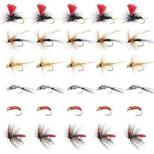 F:30pcs mouches de pêche à la mouche (6 types)
