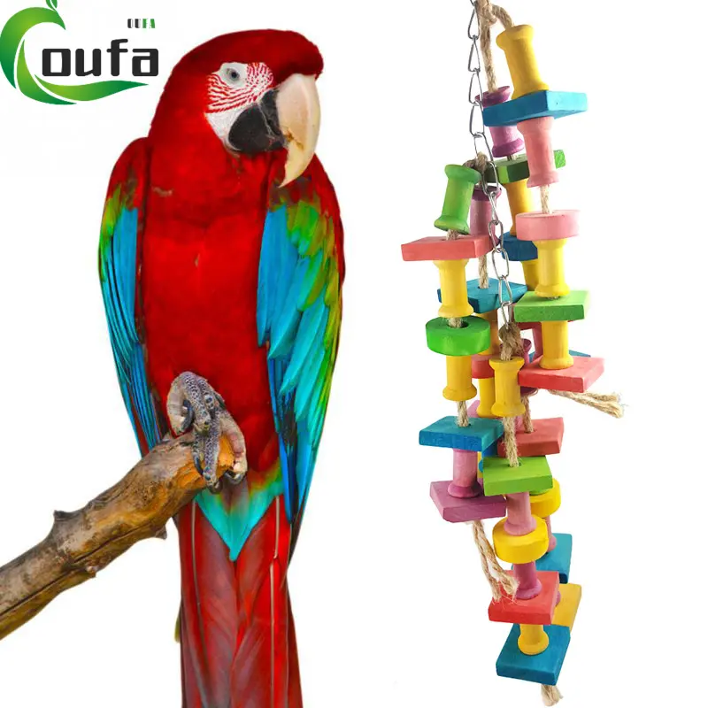 Pet Parrot Bằng Gỗ Bền Chim Chew Đồ Chơi Lớn Đầy Màu Sắc Đồ Chơi Cho Parrot Macaw Pet Bird Đu Đồ Chơi Vật Nuôi Phụ Kiện