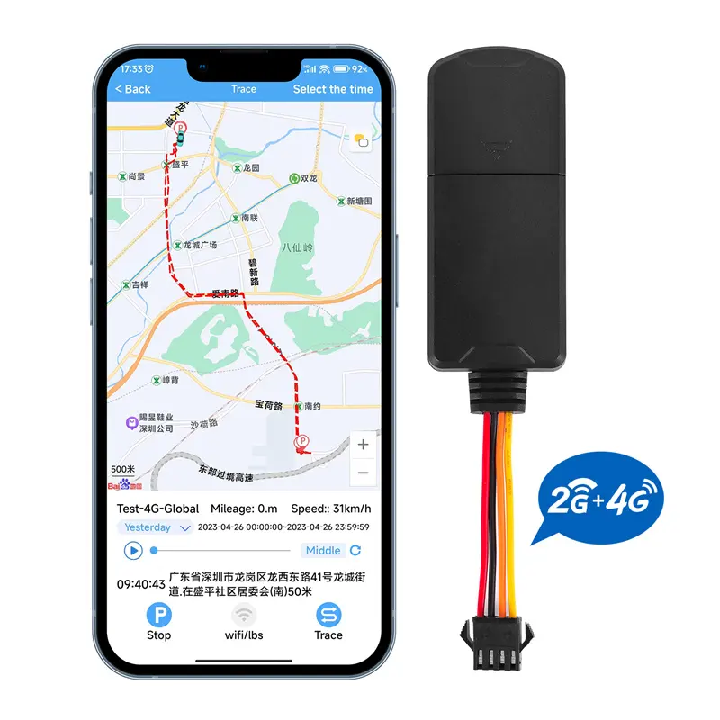 OnTheWay-Rastreador de GPS 2G + 4G, dispositivo de seguimiento remoto con cable y circuito de corte de combustible Móvil, 2G