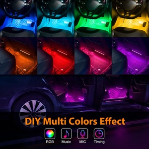 Uzaktan kumanda APP kontrol araba Led ışık 12V N1 4 adet RGB iç araba LED şerit işık ortam işığı aydınlatma kiti - Product Image 3