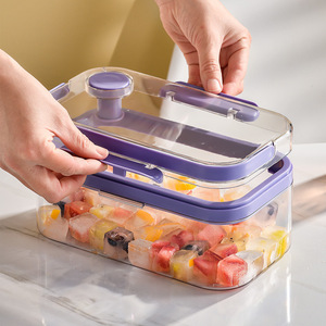 Kapak ve depolama kutusu ve kepçe ile 32/64 izgaralar tek ve çift katmanlı taşınabilir plastik buz küpü tepsi seti