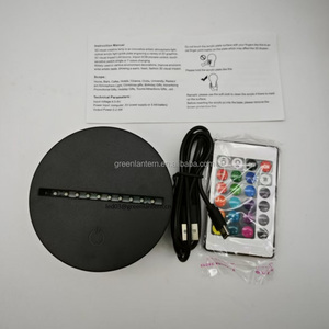 ฐานโคมไฟกลางคืน LED RGB 3D ฐานกลม ABS สีดำพร้อมรีโมตควบคุมค่า USB-C และรีโมต24ปุ่ม - Product Image 1