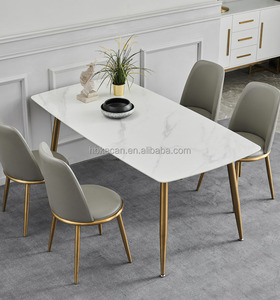 Vàng hiện đại kim loại MDF gỗ sang trọng bàn ăn đặt với 6 Ghế Nhà Hàng đồ nội thất cho bữa ăn tối - Product Image 5
