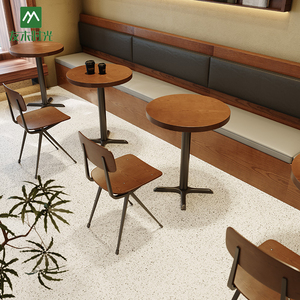 Thương mại quán cà phê nhà hàng đồ nội thất bàn ăn và ghế sofa bộ thức ăn nhanh gỗ da gian hàng chỗ ngồi - Product Image 2