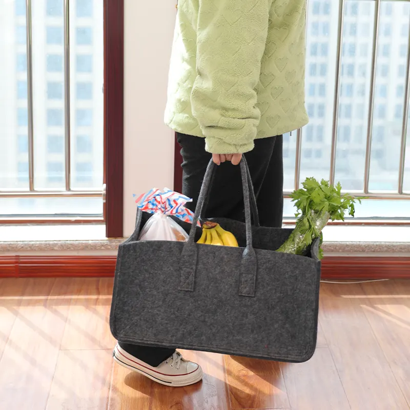 Özel büyük taşınabilir keçe depolama sepeti moda özel renk seyahat Tote çanta bebek bezi Caddy organizatör yatak odası Bin