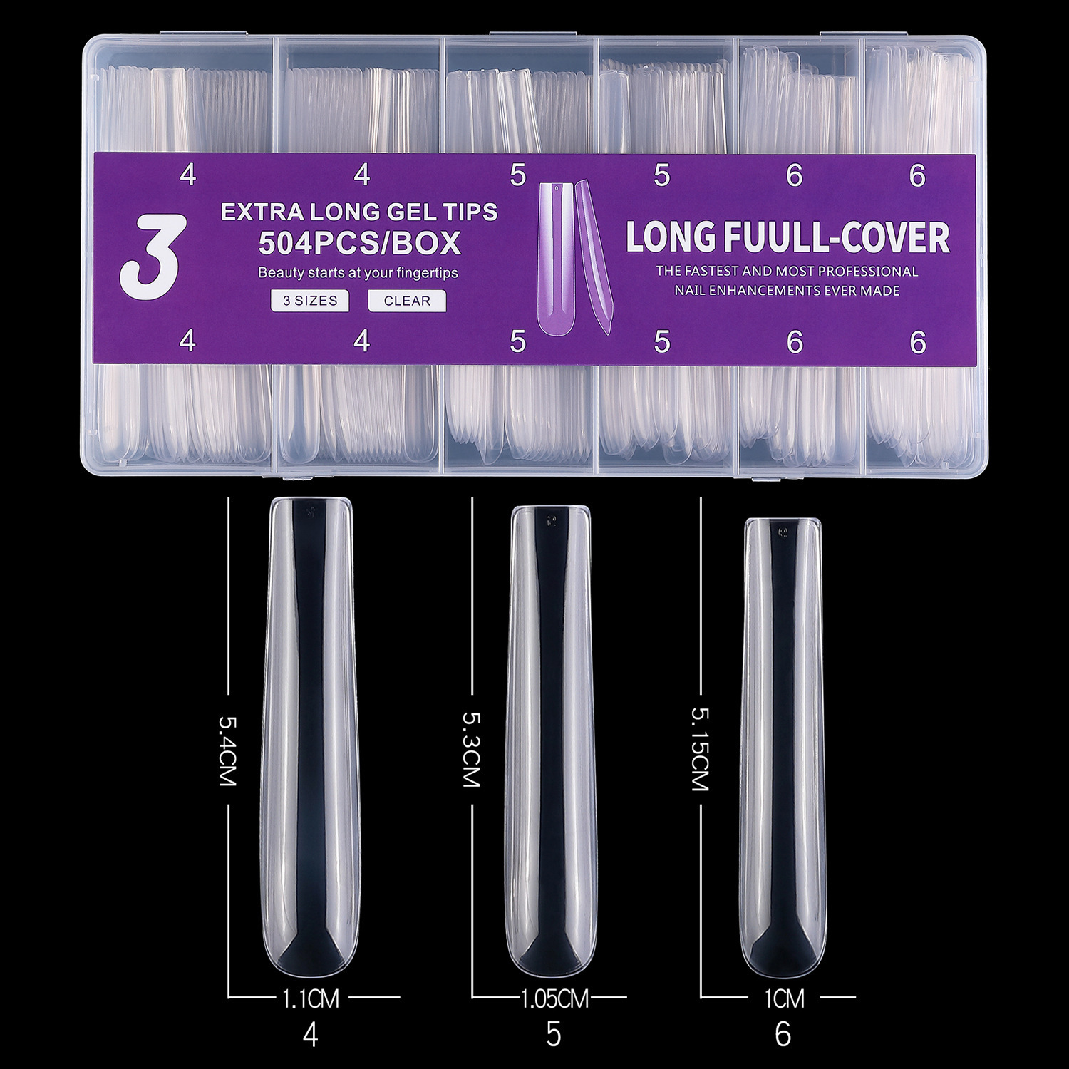 Ongles de ballet extra-longs transparents 3 456 - 504 pièces