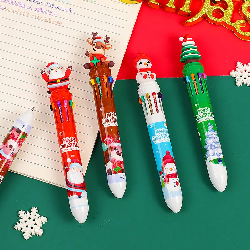 Рождественский персонаж милый мультяшный черный 10 видов цветов шариковые ручки каваи ручки для подарка на день рождения школьникам подарок детские ручки