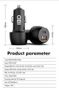 38W çift bağlantı araba şarjı hızlı şarj PD 3.0 & QC3.0 OTP koruma PC malzeme ile telefon şarj cep telefonu için - Product Image 6