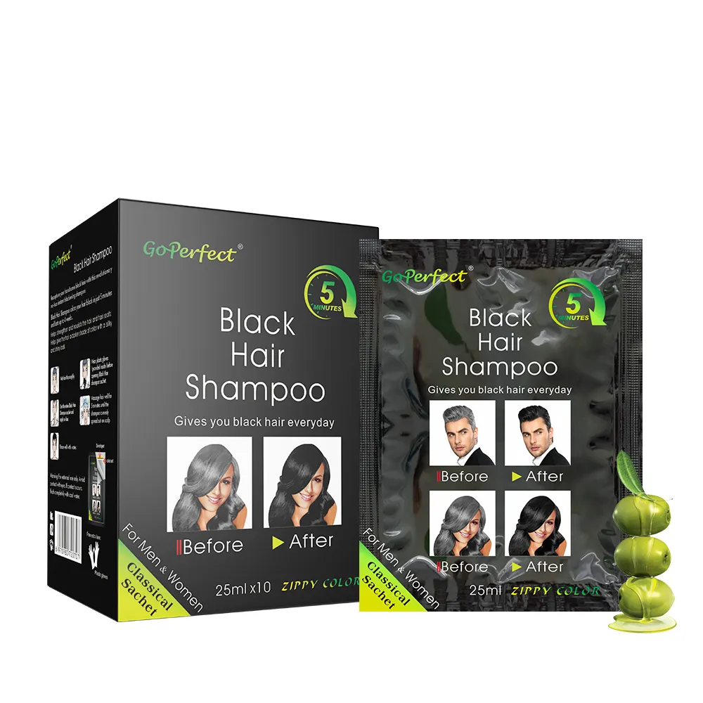 Profesyonel saç bakım ürünü üretici hızlı siyah saç boyası şampuanı sihirli siyah şampuan 5 dakika içinde