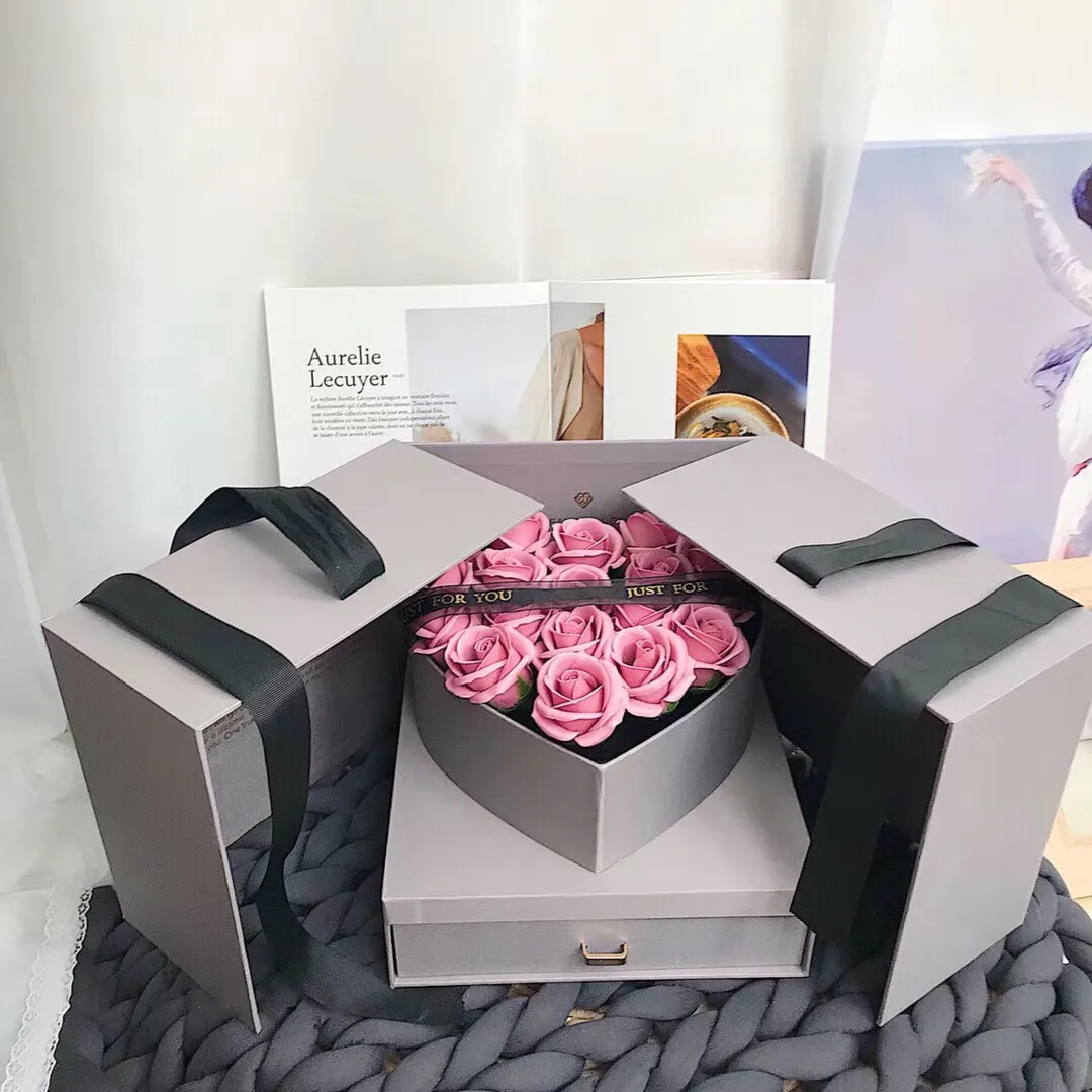 Caixa de presente cubo mágico, caixa de presente criativo dupla flor surpresa