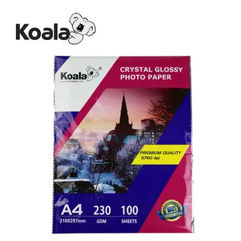 Koala premium 230g su geçirmez mürekkep püskürtmeli parlak fotoğraf kağıdı A4 * 50 yaprak