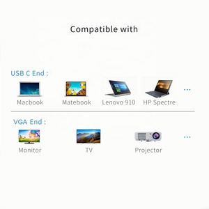 Adaptador USB C Tipo C a VGA Adaptador convertidor macho a VGA hembra Cables de audio VGA para Apple New MacBook - Product Image 6