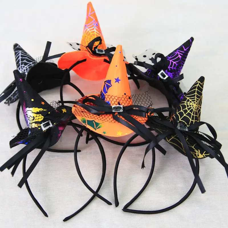 Amazon vendita calda Halloween Party fascia bambini Prom decorazione strega cappello fiocco forcina copricapo di Halloween
