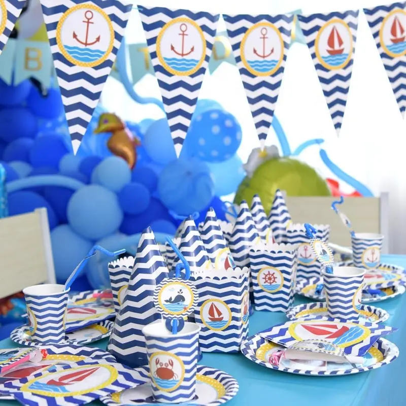Decoração de festa náutica de pirata, decoração de festa de aniversário
