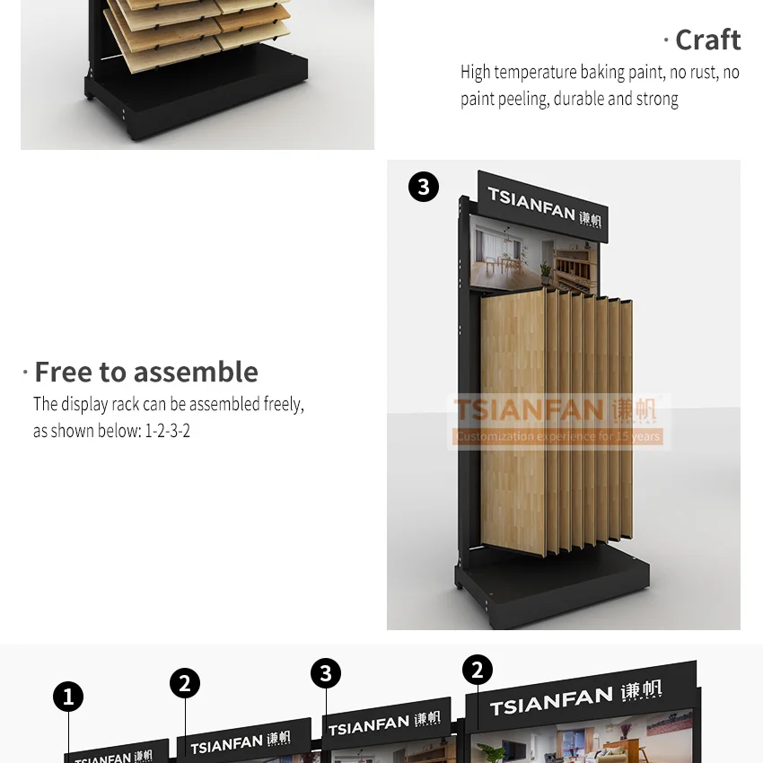 High Quality Wooden Floor Display Rack Stand Laminate Hardwood Metal Frame Sample Board Wood Flooring Tile Displays Combination