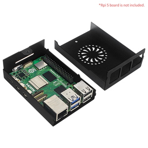 <strong>Raspberry</strong> <strong>Pi</strong> 5 Aluminum Alloy Shell Protective Shell Black Metal <strong>Case</strong> for Rpi 5th Compatible with Cooling Fan and Radiator - Product Image 3