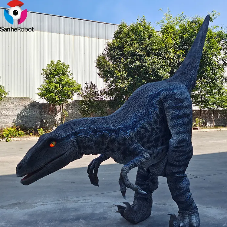 Juego de calamar personalizado disfraz de dinosaurio Velociraptor realista adulto caminando dinosaurio Velociraptor mascota disfraz