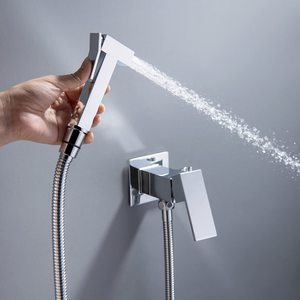 Classic Square Design <strong>Bidet</strong> Sprayer Easy <strong>Use</strong> Chrome Handheld with Concealed Valve Wall Mounted Brass Bathroom Faucet - Product Image 3