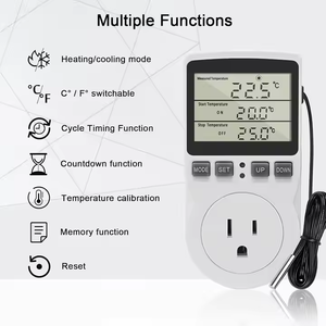 Digital Thermostat Temperature <strong>Controller</strong> Socket Outlet <strong>Timer</strong> Switch LCD Display Waterproof NTC <strong>Sensor</strong> Probe OEM Customizable