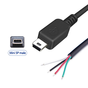 Mini 5P erkek 2 çekirdek 1m özelleştirmek USB kablosu mikro erkek 2 maça telleri açık uç - Product Image 3