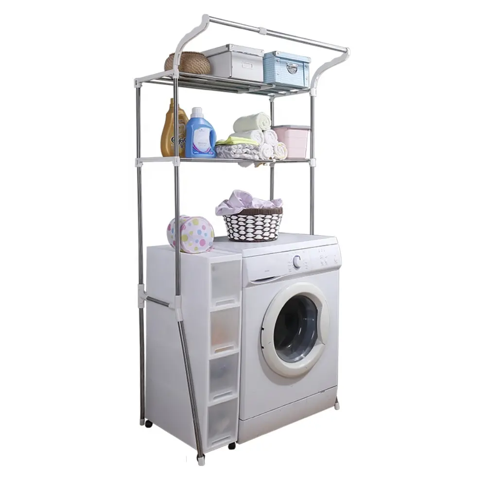 Baoyouni 2 Tier Metalen Vloer Verstelbare Badkamer Stands Organizer Boven Wasmachine Ruimte Saver Over De Wc Magazijnstelling