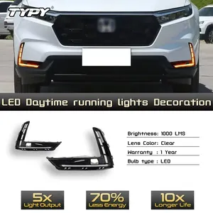 TYPY araba LED gündüz çalışan ışık Honda CR-V CRV 2023 2024 dinamik dönüş sinyali ile DRL Daylights sis lambası kapağı 1 takım - Product Image 5