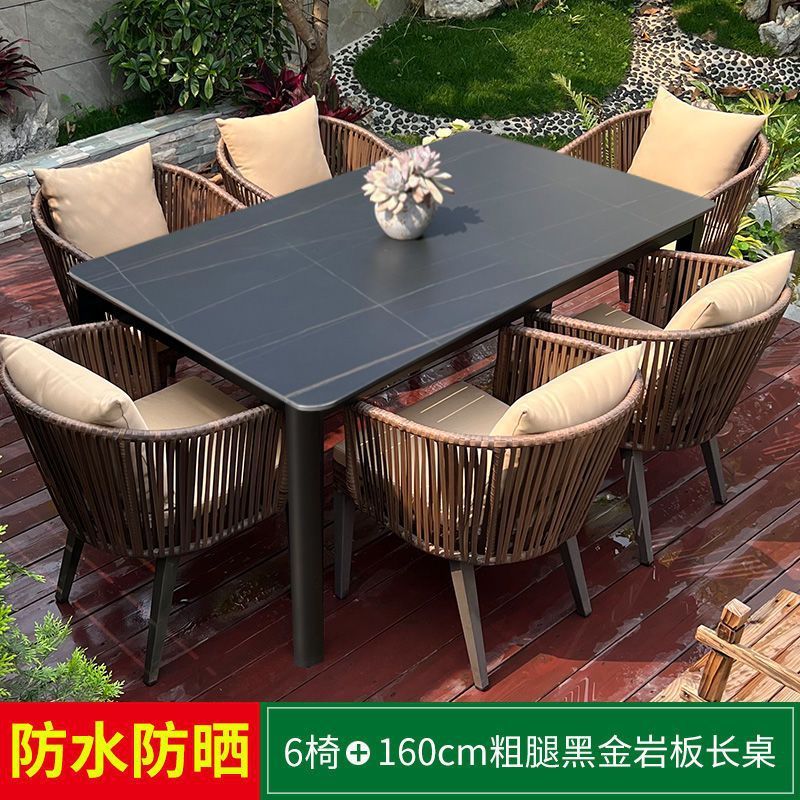 Table longue en dalle de roche 6 places 160x90