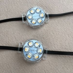UCS2904 <strong>IC</strong> RGBW <strong>LED</strong> <strong>Pixel</strong> <strong>Module</strong>;DC24V 20pcs/set 40mm Diameter,IP68;1.8W;IP68 Rated;black Wire;20cm Wire Spacing;clear Flat case - Product Image 2