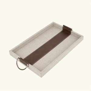 2PCS Luxo Canvas Storage <span class=keywords><strong>Tray</strong></span> MDF Madeira Retangular Serving Bandeja Com Alças para Casa Bandeja Decorativa Com Certificado SABER