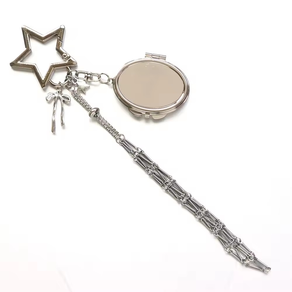 Silver stainless steel net with oval mirror