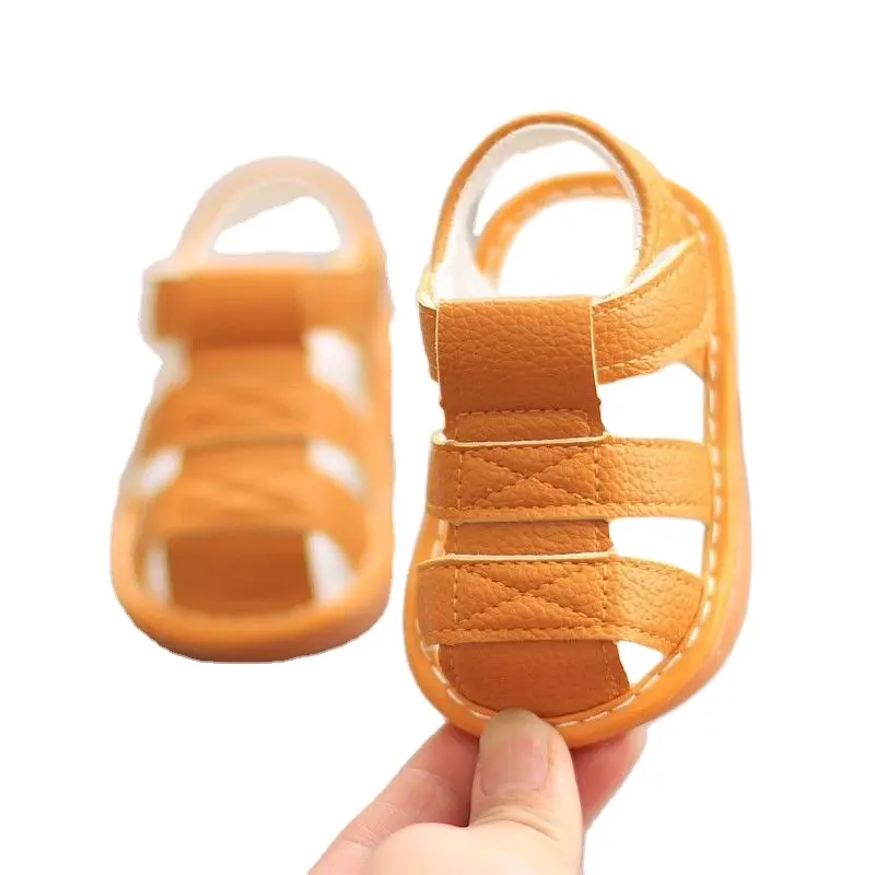 Sandales à semelle souple antidérapantes pour bébé à la mode Chaussures de marche de couleur unie d'été pour tout-petits garçons et filles