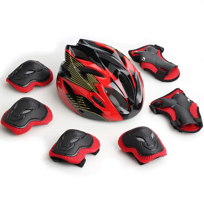 卸売子供用ヘルメットプロテクター7個セットバランスカー自転車乗馬スケートヘルメット膝パッドサポート用