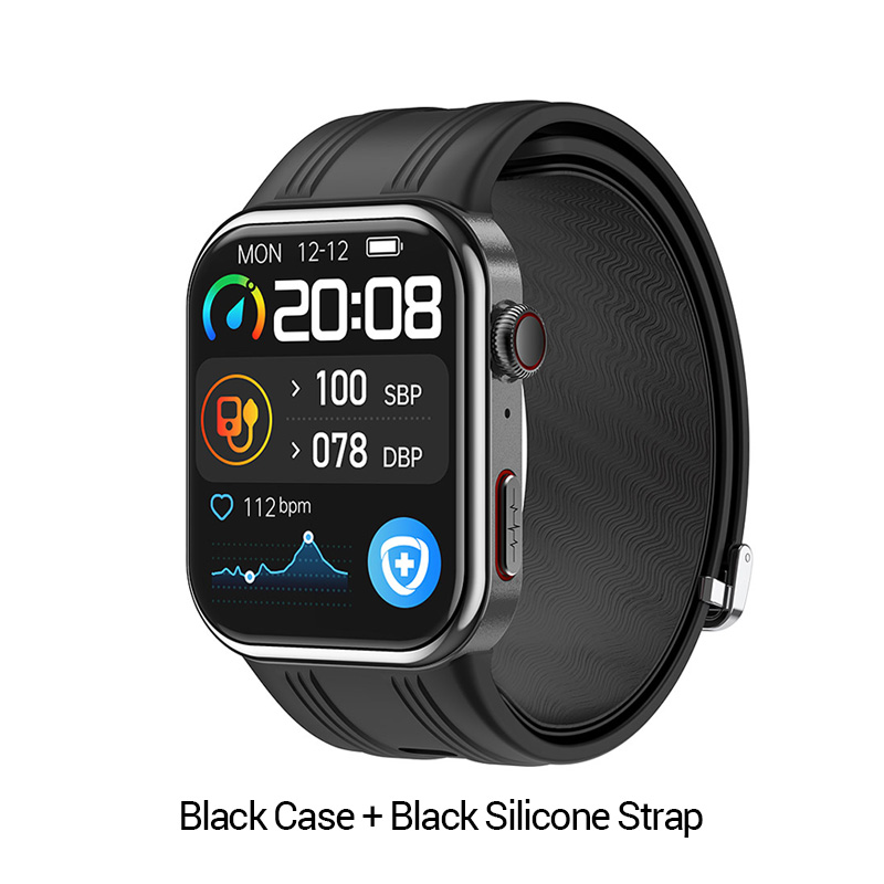 Boîtier noir + bracelet en silicone noir