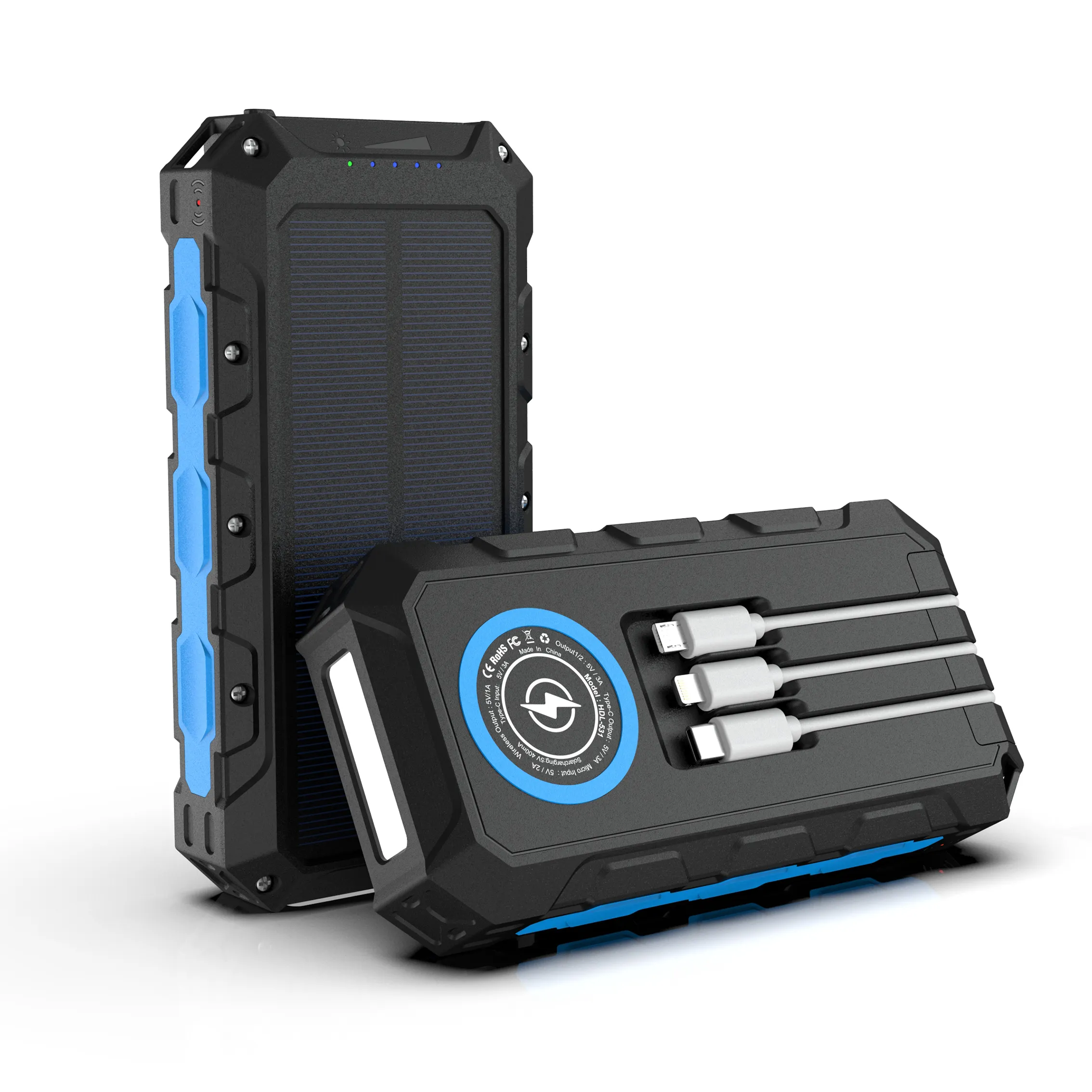 Venda quente Banco de Energia Solar Multi-Purpose Móvel Carregador Portátil Carga Rápida Bateria Segura 24000Mah para Iphone ABS Universal