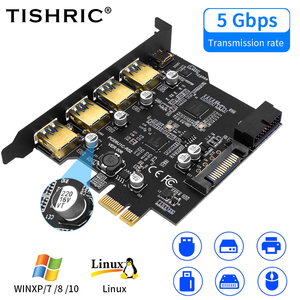 Titric PCIe 1X เป็น4พอร์ต USB 3.2 Gen1 Type C 5Gbps PCIe CARD HUB USB 3.0 PCI Express BOARD อะแดปเตอร์ตัวคูณ PCIe Splitter - Product Image 2