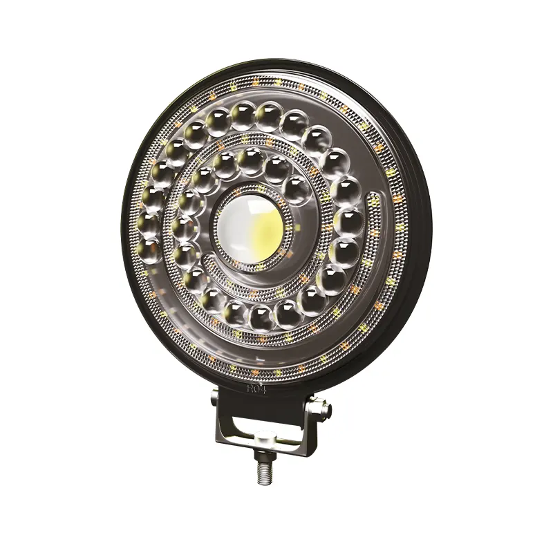 Xe Led Đèn Pha Dot 7 inch LED trắng + vàng đèn pha cho Jeep Wrangler Vòng lái xe đèn