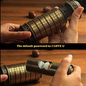 Da Vinci Code Mini Cipher Lock Puzzle Box Romántico Cumpleaños Aniversario Regalo Novia Compartimento oculto Puerta Uso San Valentín - Product Image 3