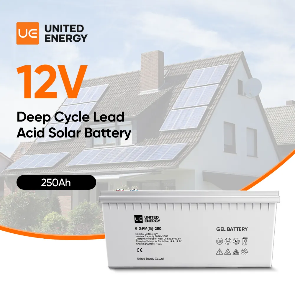 Ue bateria de gel solar 12v 100ah 200ah 250ah 250 ah, baterias de chumbo ácido para armazenamento de energia e ciclo profundo