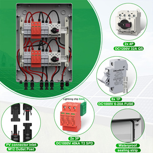 CNLonQcom IP65 <strong>4</strong> in 2 OUT 1000V DC Solar PV Array <strong>Combiner</strong> Box with Lightning Arrester String Box - Product Image 3